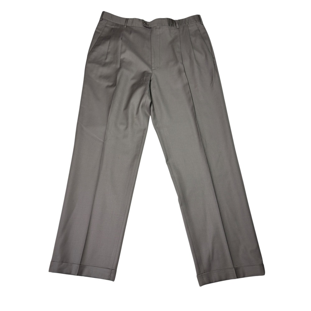 Zanella Bennett Wool Pleated Dress Pants Mens Size‎ 36x30 Tan Made in Italy